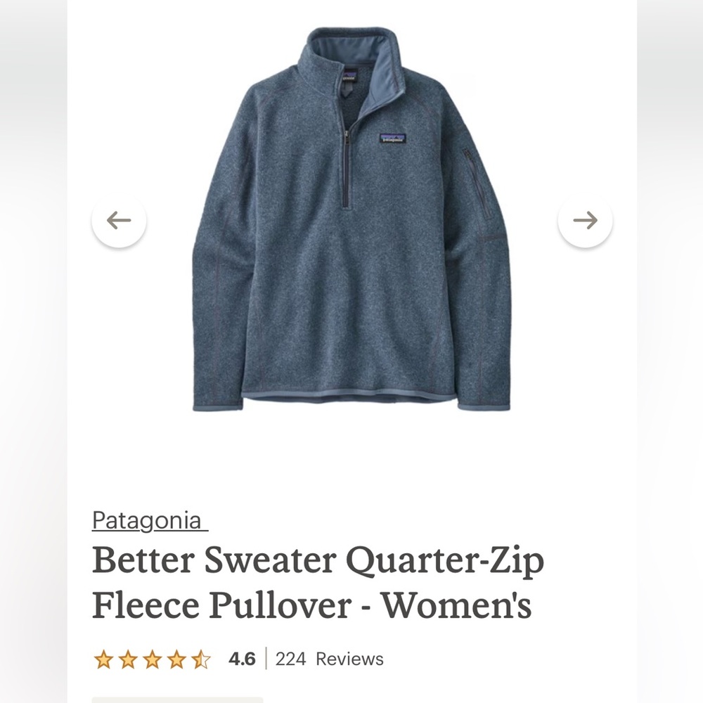 Patagonia Better Sweater 3/4 Zip Utility Blue S